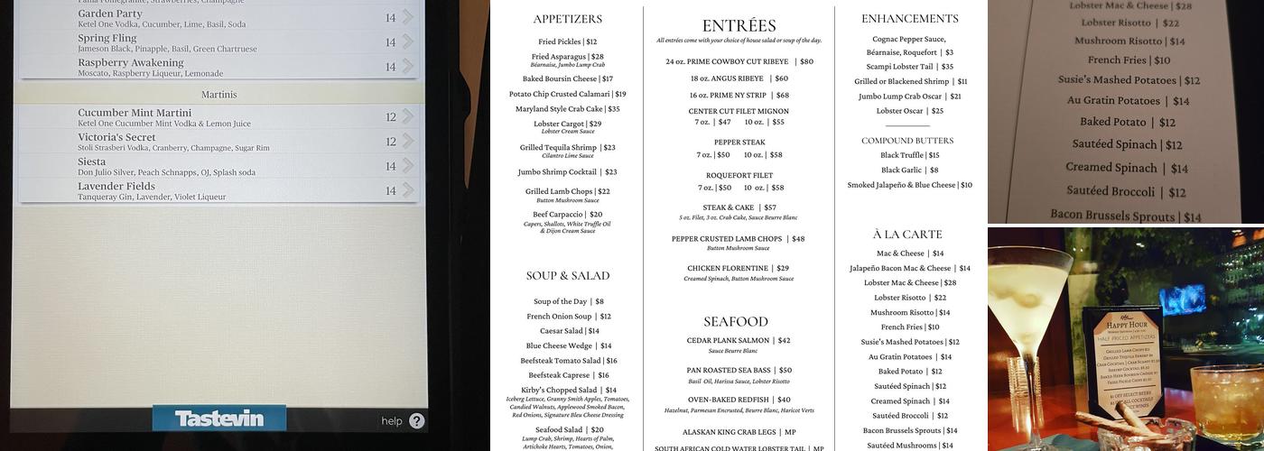 Kirby's Steakhouse Menu