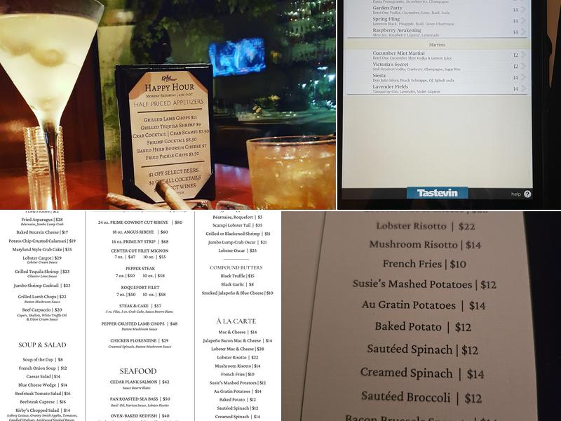 Kirby's Steakhouse Menu