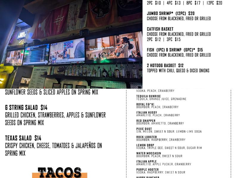 Christians Tailgate Bar & Grill Menu