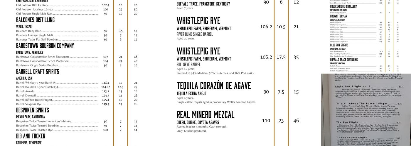 Eight Row Flint Menu