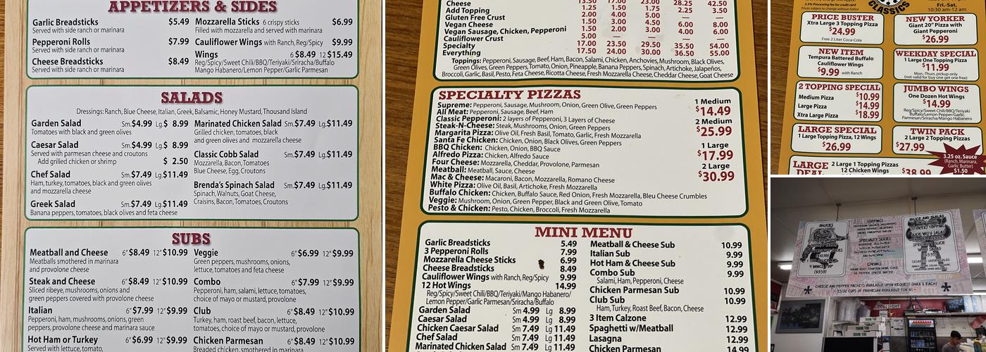 Pizza Classics Menu