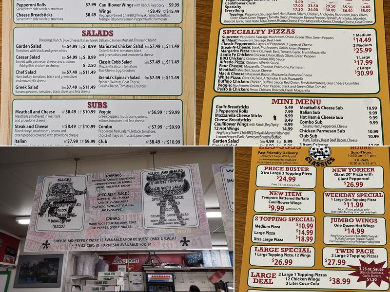 Pizza Classics Menu
