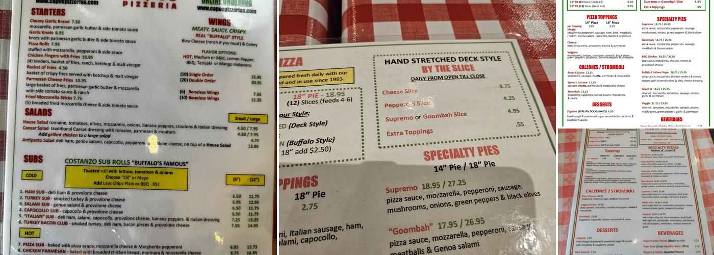 Capo's Pizzeria | Broadway Menu