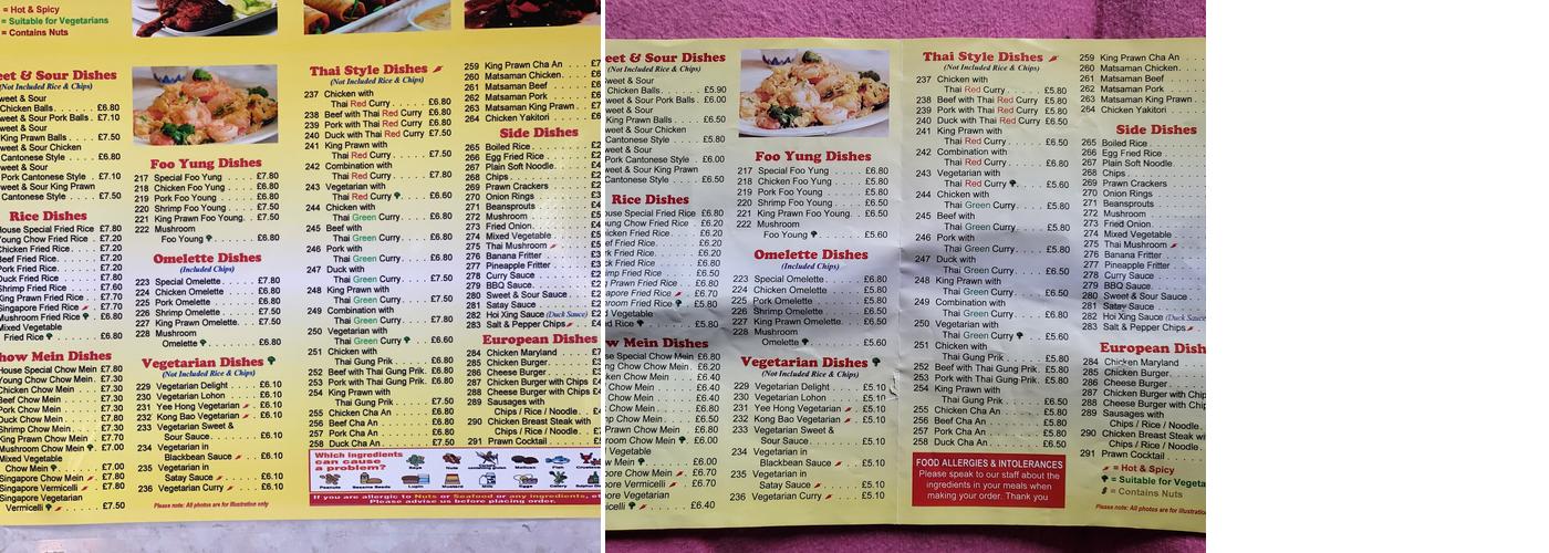 East & West Menu