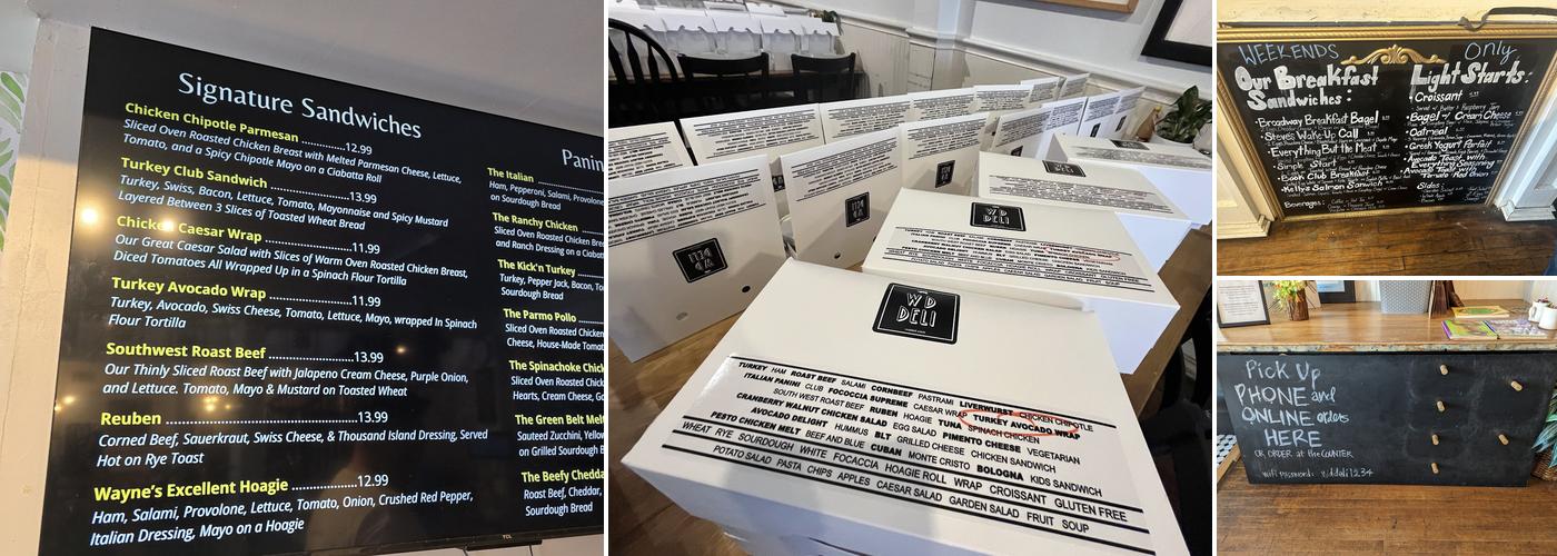 W D Deli & Bakery Menu