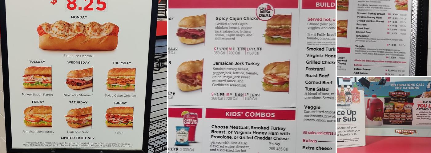 Firehouse Subs South Park Commons Menu