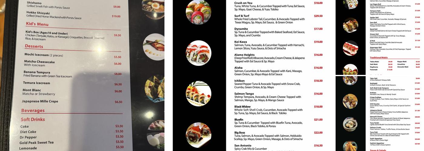 Koi Kawa Japanese Restaurant Menu