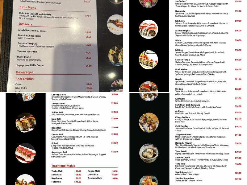 Koi Kawa Japanese Restaurant Menu