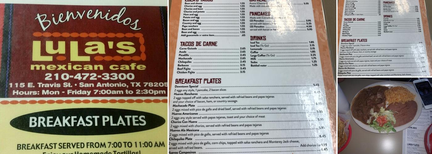 Lula's Mexican Cafe Menu