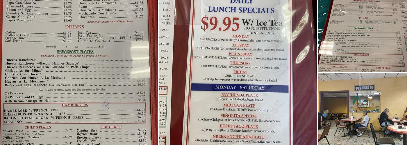 Oasis Cafe Menu