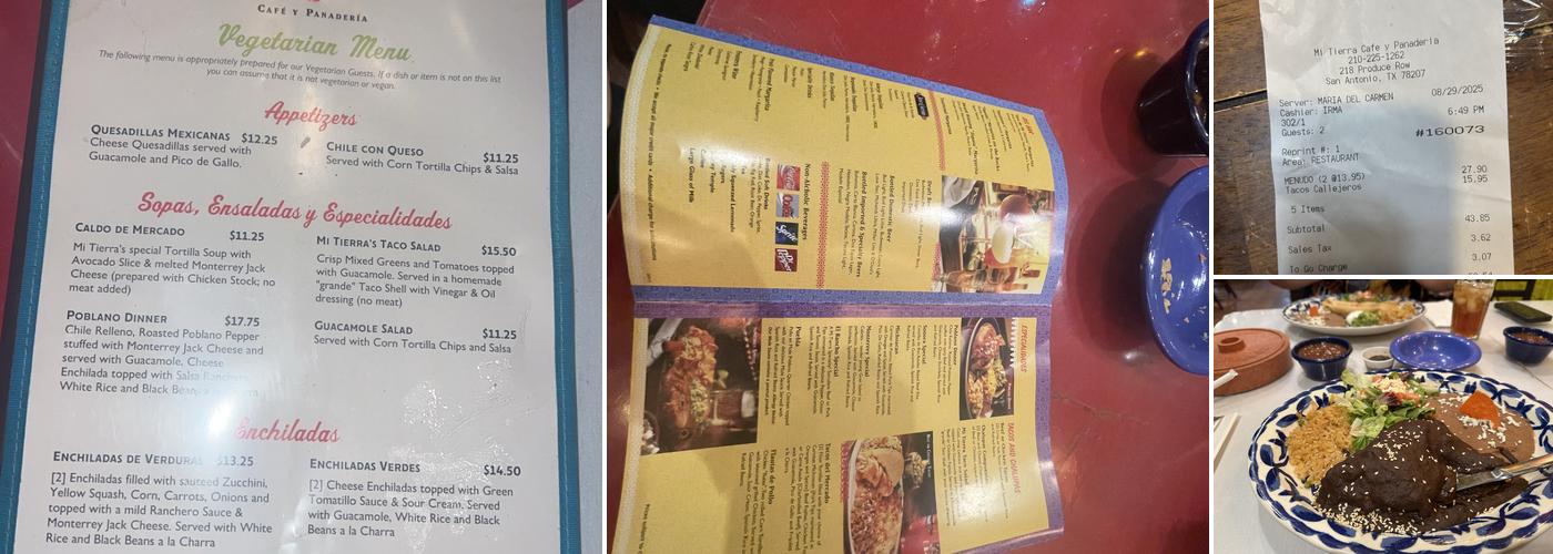 Mi Tierra Cafe y Panaderia Menu