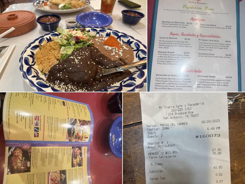 Mi Tierra Cafe y Panaderia Menu