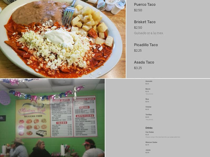 Martinez Cafe Menu