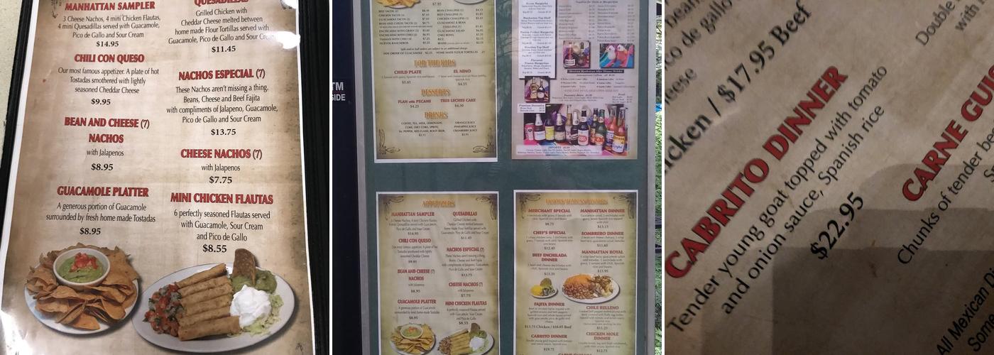 Mexican Manhattan Menu