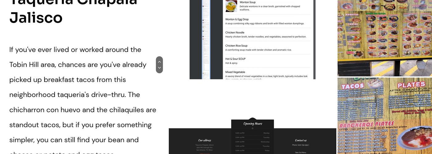 Taqueria Chapala Jalisco Menu