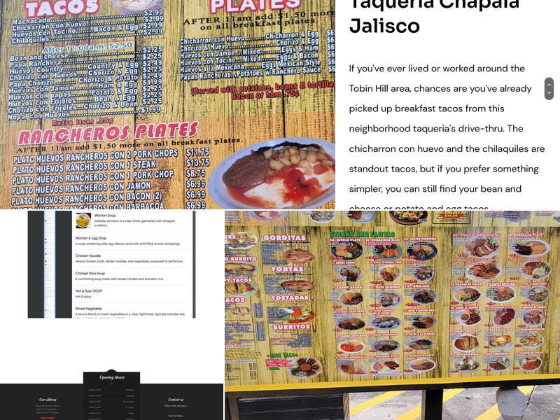 Taqueria Chapala Jalisco Menu