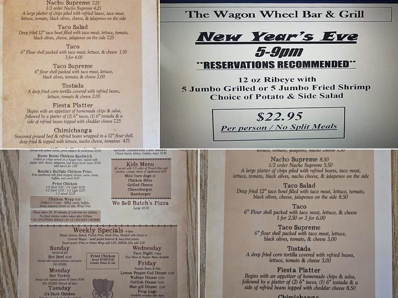 The Wagon Wheel Bar and Grill Menu
