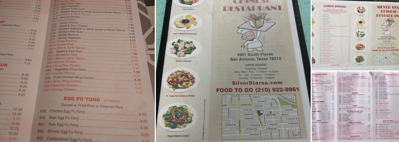 Silver Star Cafe Menu