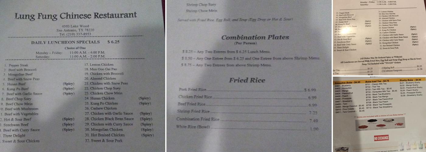 Lung Fung Chinese Restaurant 2 Menu
