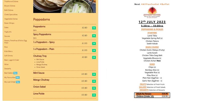 Saffron Lounge (Cheltenham) Menu
