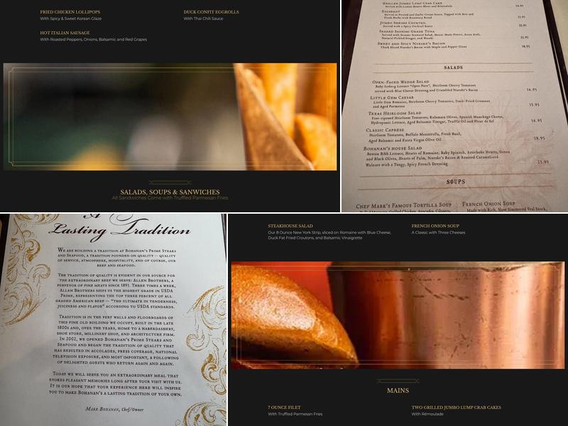Bohanan's Prime Steaks and Seafood Menu