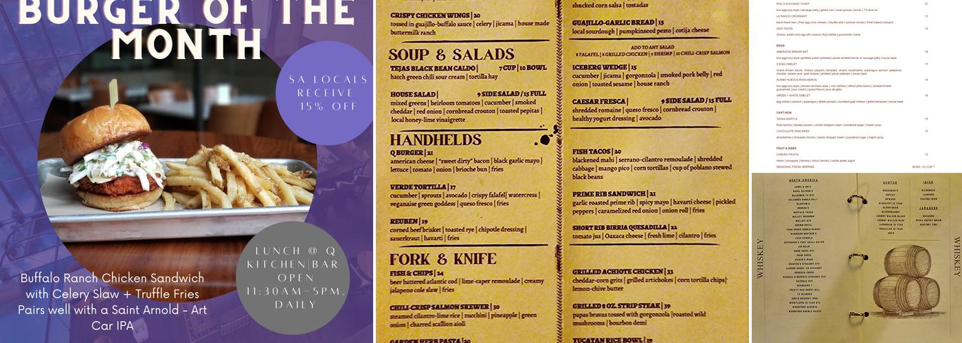 Q Kitchen Bar Menu