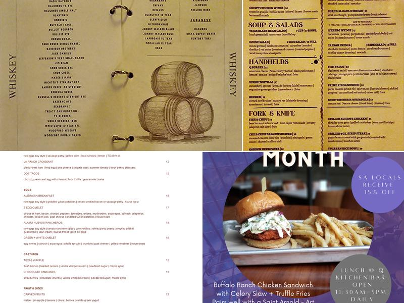 Q Kitchen Bar Menu