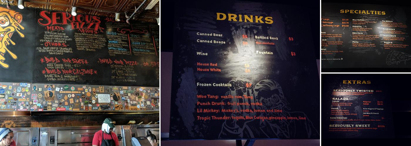 Serious Pizza Menu