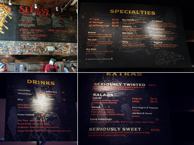 Serious Pizza Menu