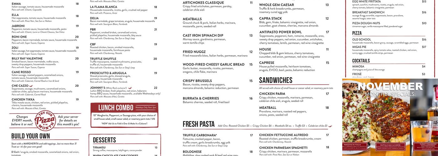 Cane Rosso Menu
