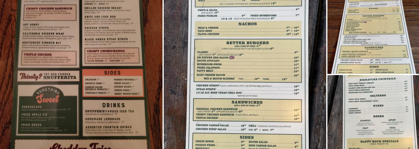 Snuffer's Restaurant & Bar Menu