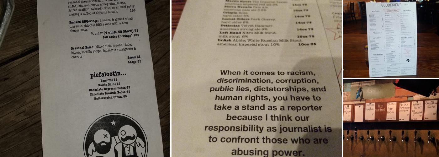 Goodfriend Beer Garden & Burger House Menu