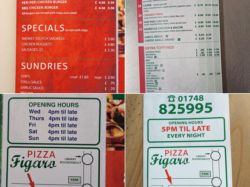 Pizza Figaro Menu
