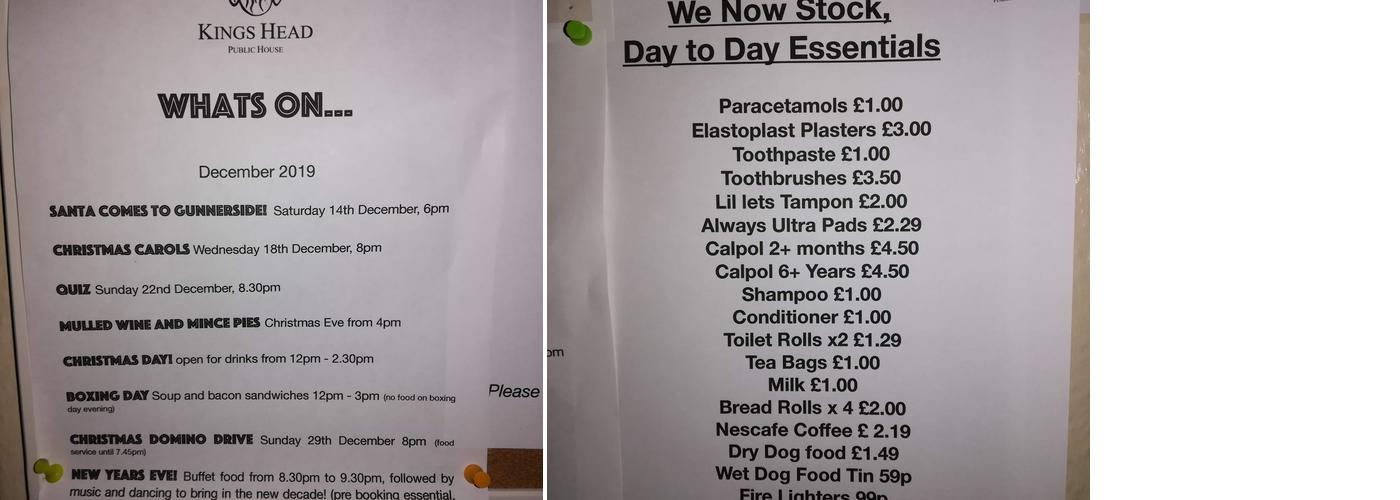 Kings Head Menu