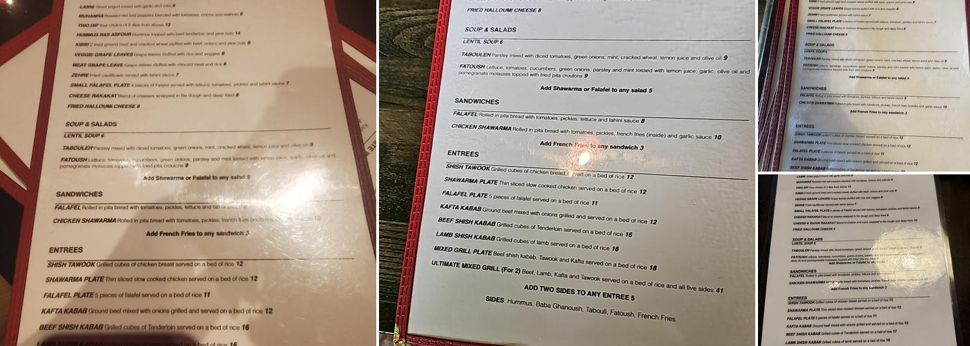 Open Sesame Lebanese Grill Menu