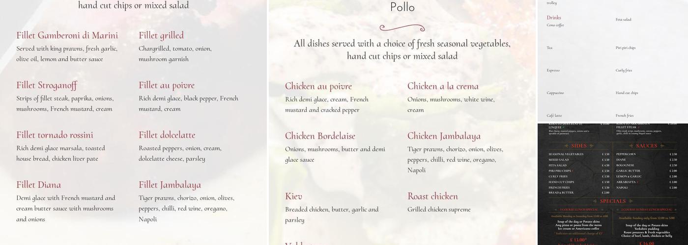 Casa Rosso Menu
