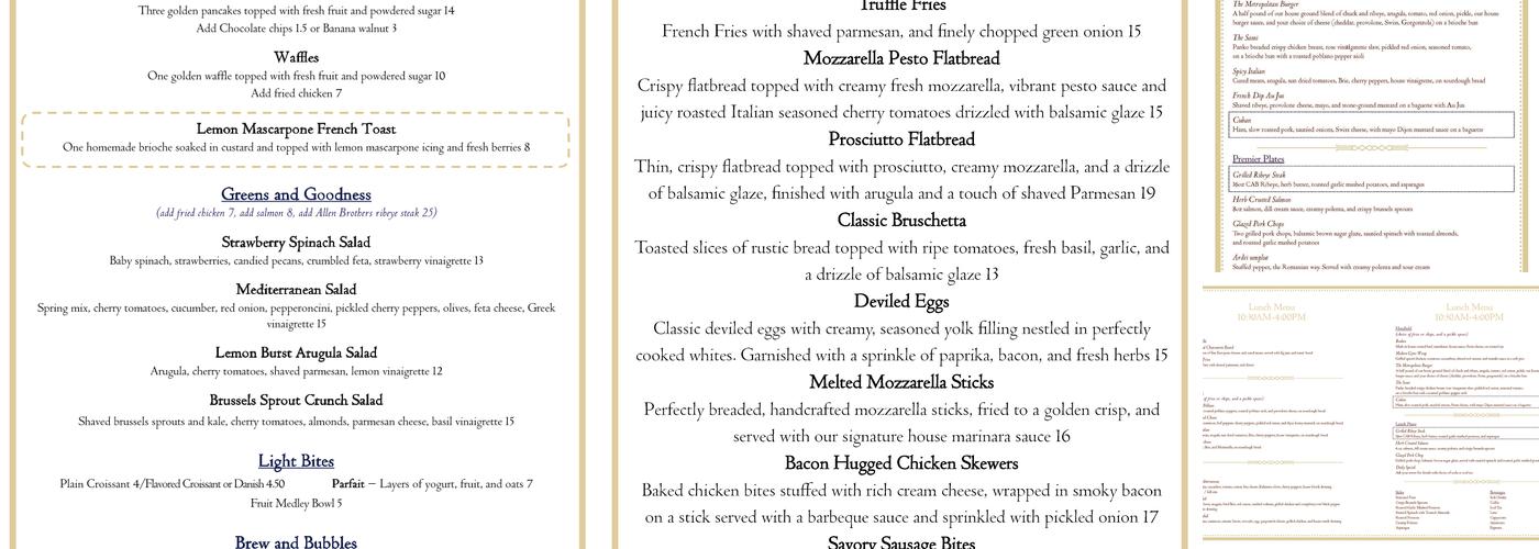 Metropolitan Cafe Menu