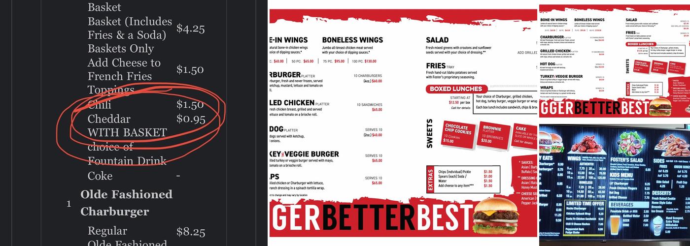 Foster's Grille Menu