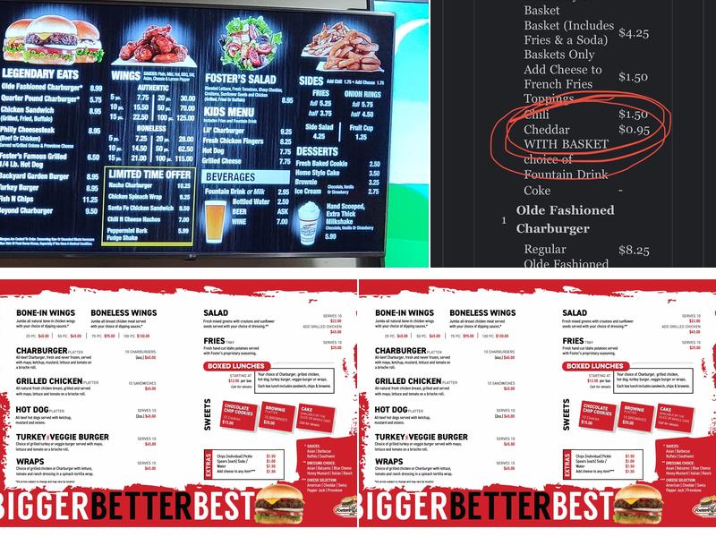 Foster's Grille Menu