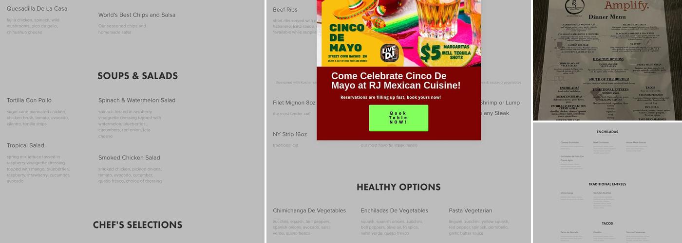 Rj Mexican Cuisine Menu