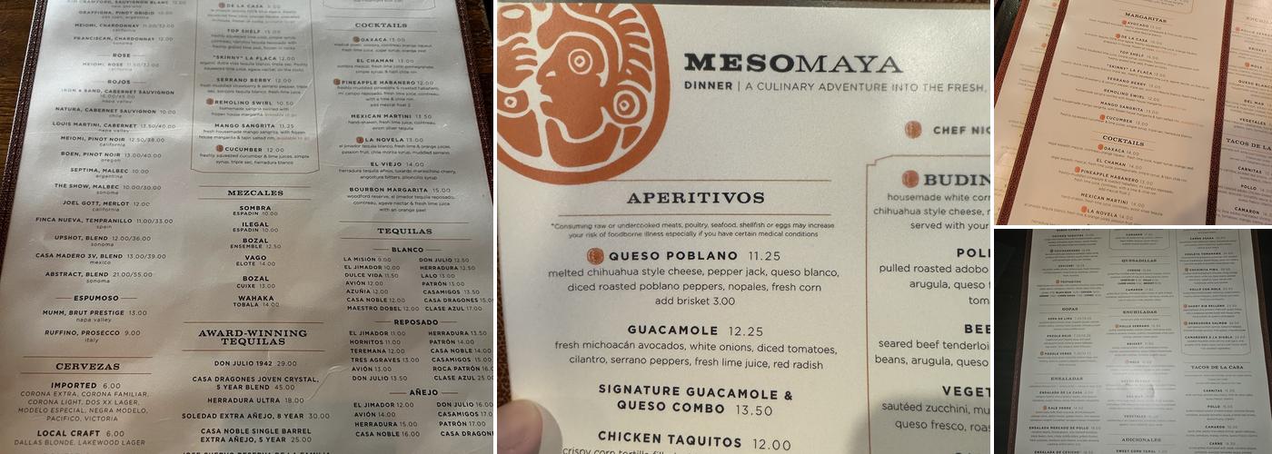 Meso Maya Comida Y Copas Menu