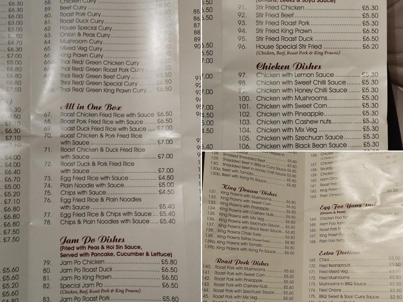Share House Chinese Takeway Menu