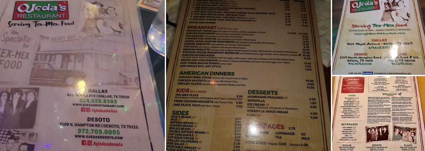 Ojeda's Menu