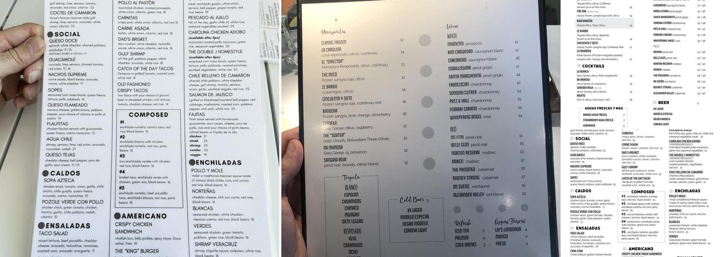 Doce Mesas Menu