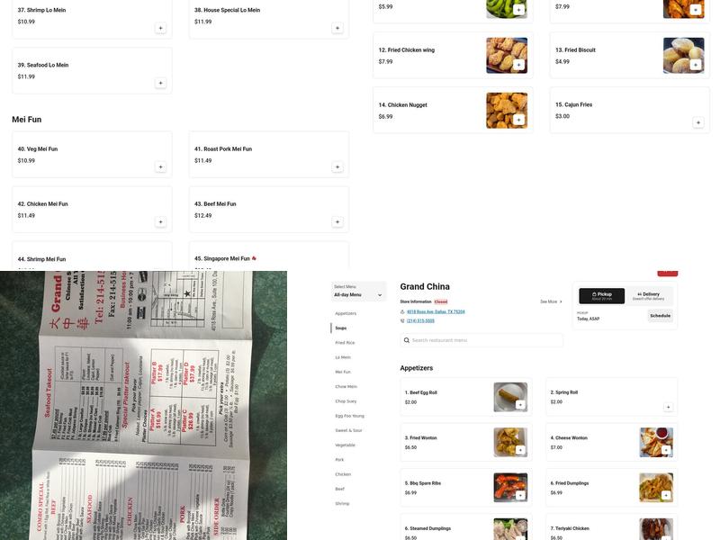 Grand China Super Buffet Menu