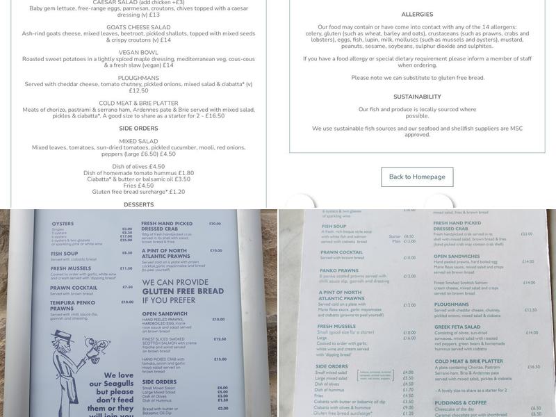 Pier Head Menu