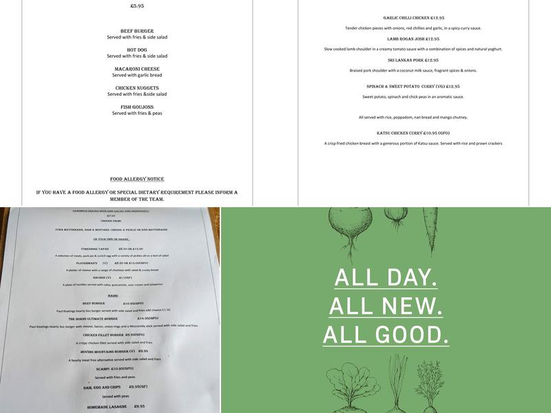 The Horns Inn Menu
