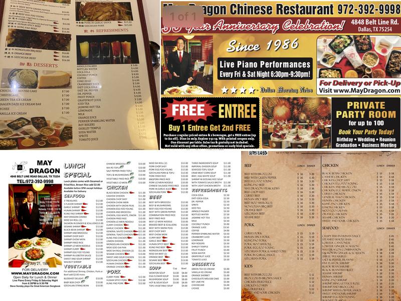 May Dragon Chinese Restaurant 五福樓 Menu