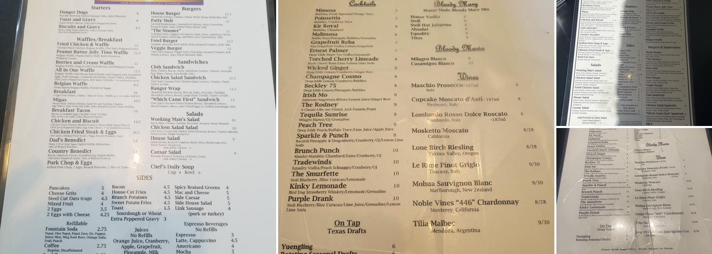 Jonathon's Diner Menu