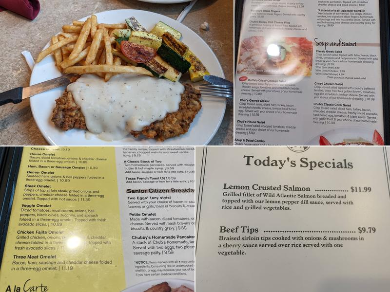 Chubby's Restaurant Menu